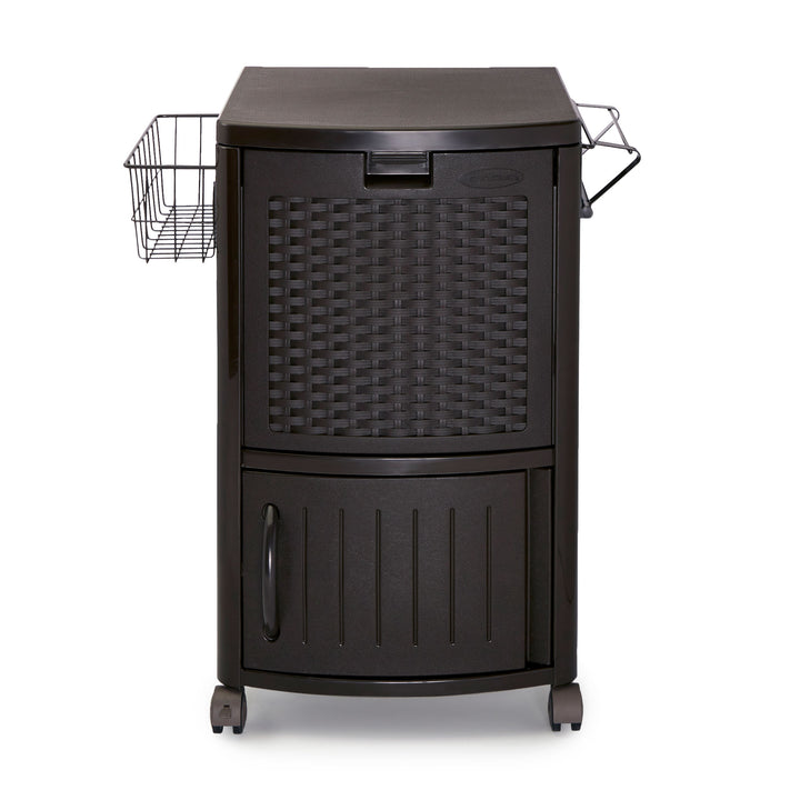 Patio Garbage Waste Trash Can Bundled w/ Patio Cooler w/ Cabinet & Wire Basket