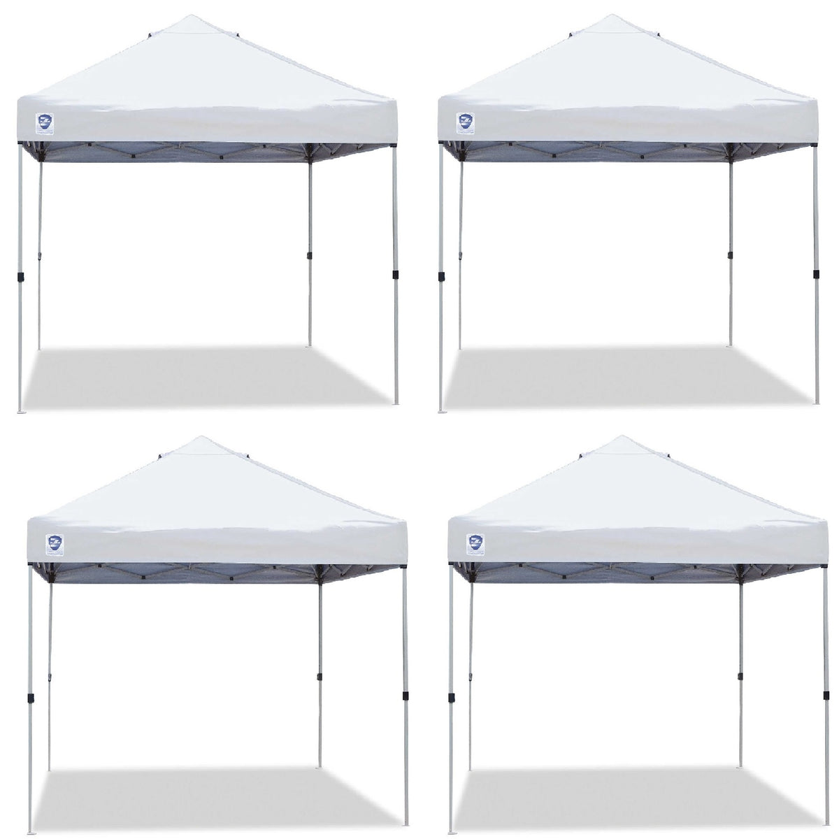 Z-Shade 10' x 10' Straight Leg Portable Instant Shade Tent, White (4 Pack)