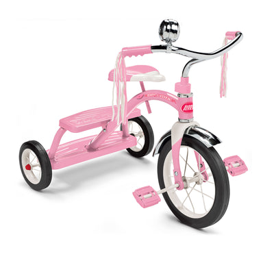 Radio Flyer 33PZ Kids Classic Style Dual Deck Tricycle with Handlebar Bell, Pink