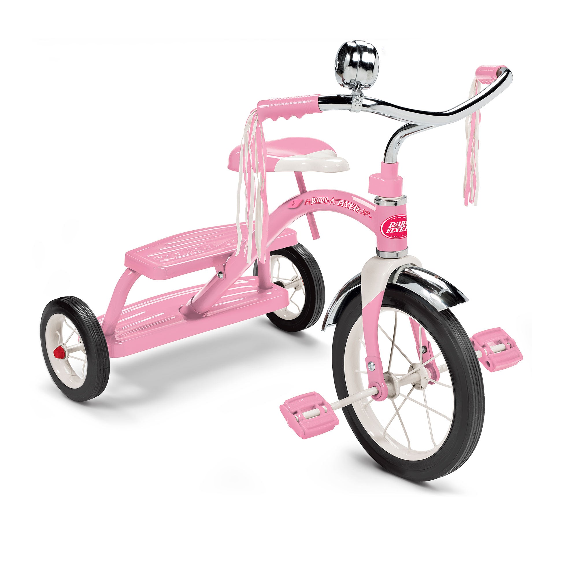 Radio Flyer Kids Classic Style Dual Deck Tricycle w/ Handlebar Bell, Pink (Used) - VMInnovations