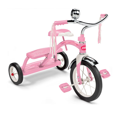 Radio Flyer Kids Classic Style Dual Deck Tricycle w/ Handlebar Bell, Pink (Used) - VMInnovations