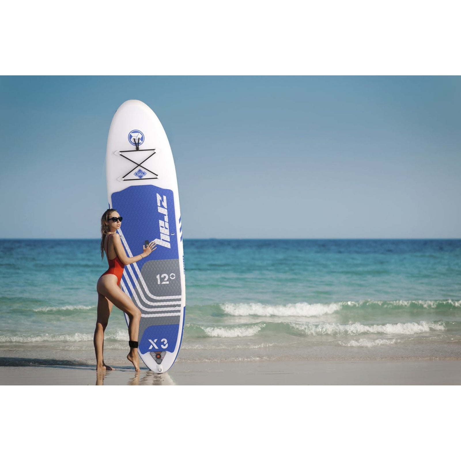 Zray 12' X-Rider Epic X3 Inflatable SUP All Around Paddle Board Kit, Blue/White - VMInnovations
