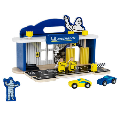 Theo Klein Michelin Car Service Station Kids Toy with 2 Cars for Ages 3 and Up