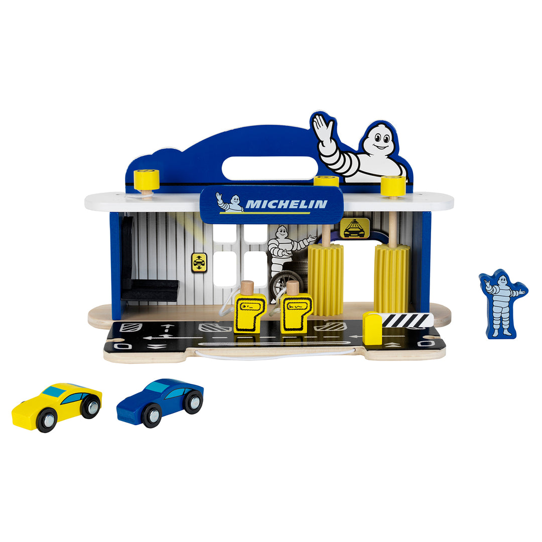 Theo Klein Michelin Car Service Station Kids Toy with 2 Cars for Ages 3 and Up