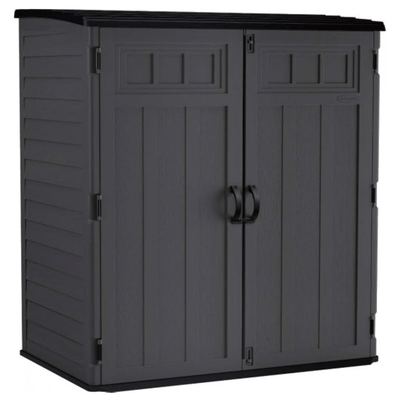Suncast 106 Cubic Foot Extra Large Vertical Shed Storage for Patio, Peppercorn