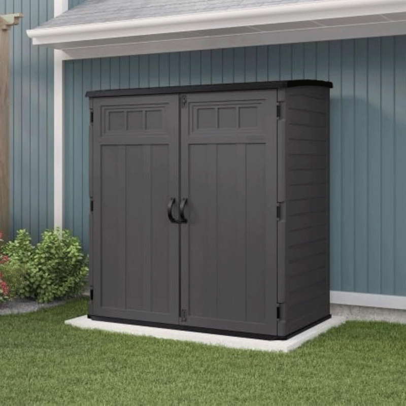 Suncast 106 Cubic Foot Extra Large Vertical Shed Storage for Patio, Peppercorn