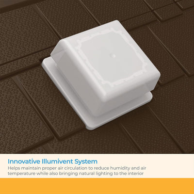 Suncast Vista 7 ft. x 7 ft. Storage Shed for Gardening Tools, Light Cobblestone - VMInnovations