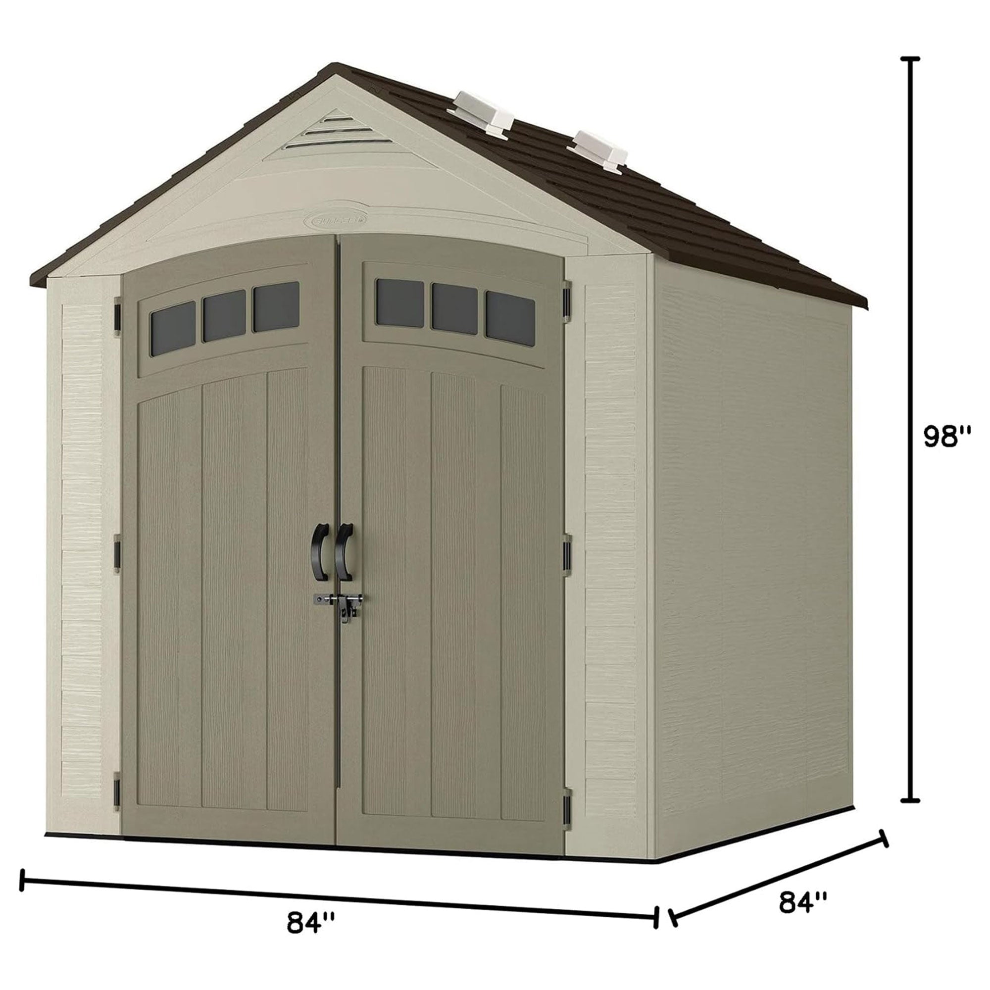 Suncast Vista 7 ft. x 7 ft. Storage Shed for Gardening Tools, Light Cobblestone - VMInnovations