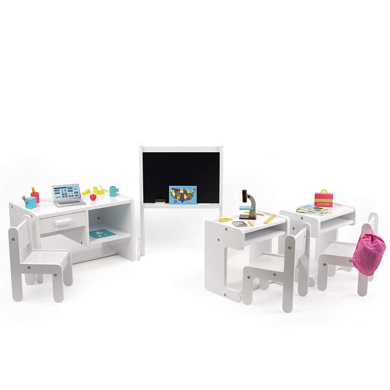 Playtime by Eimmie Wooden Classroom Playset for 18 Inch Dolls (Open Box) - VMInnovations