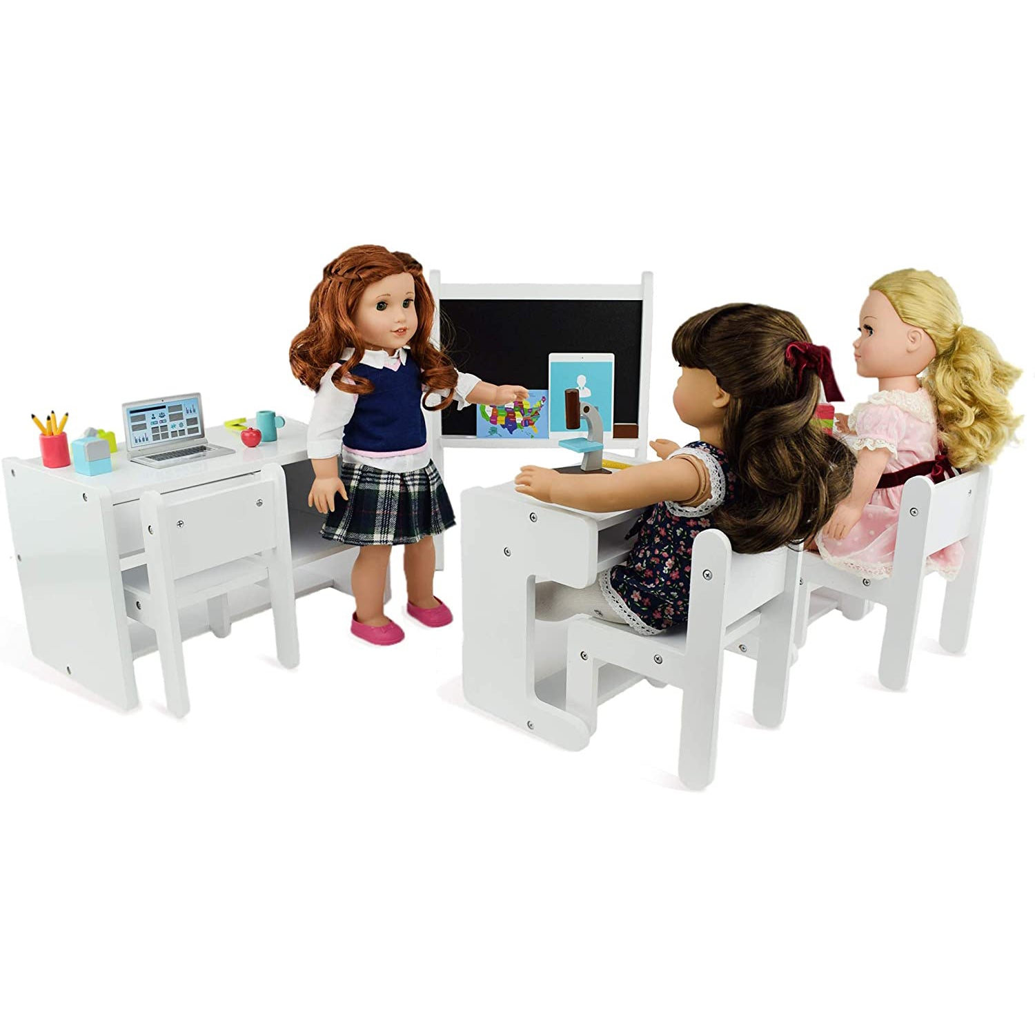 Playtime by Eimmie Wooden Classroom Playset for 18 Inch Dolls (Open Box) - VMInnovations