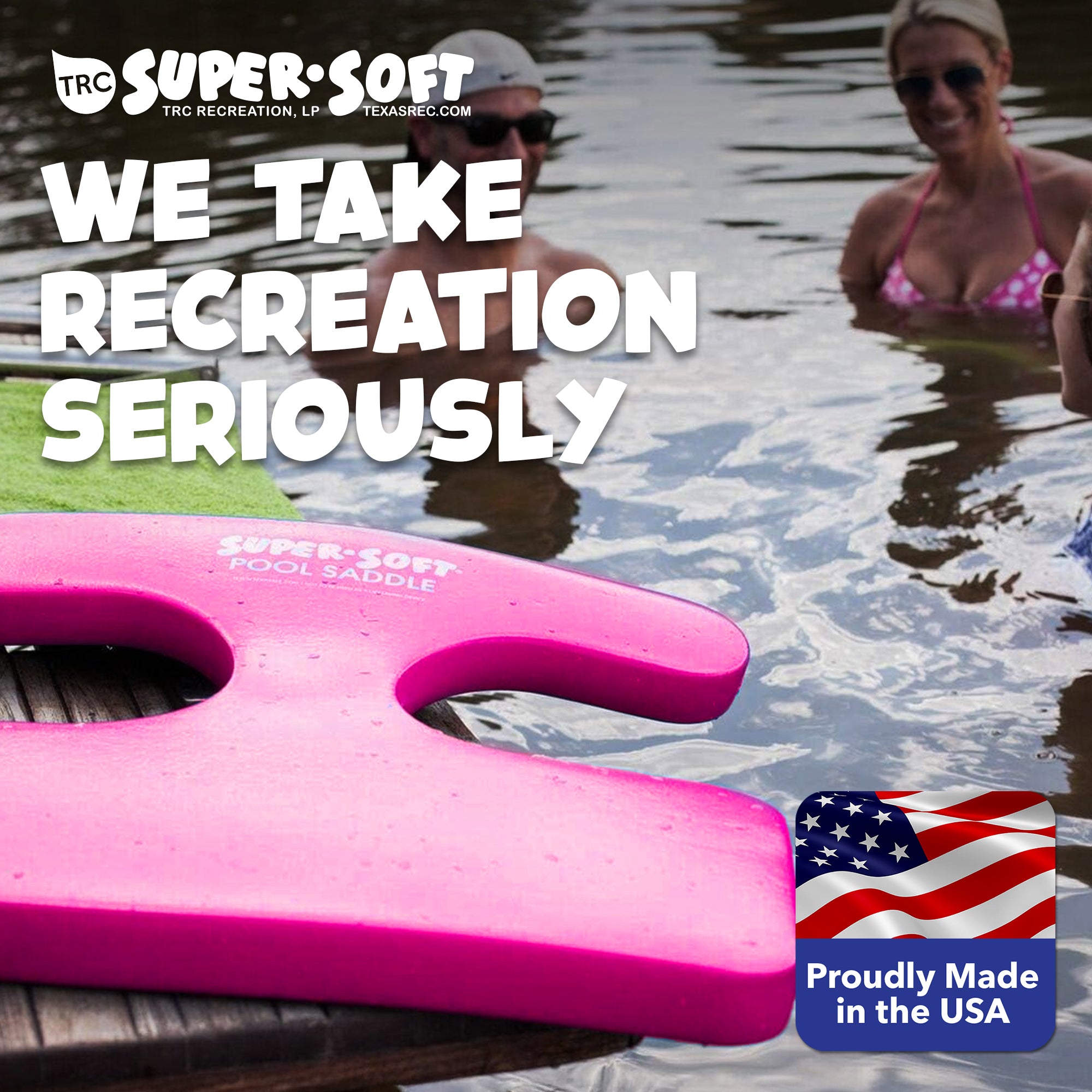 TRC Recreation Super Soft Foam Water Saddle Pool Lounger Float, Flamingo Pink - VMInnovations