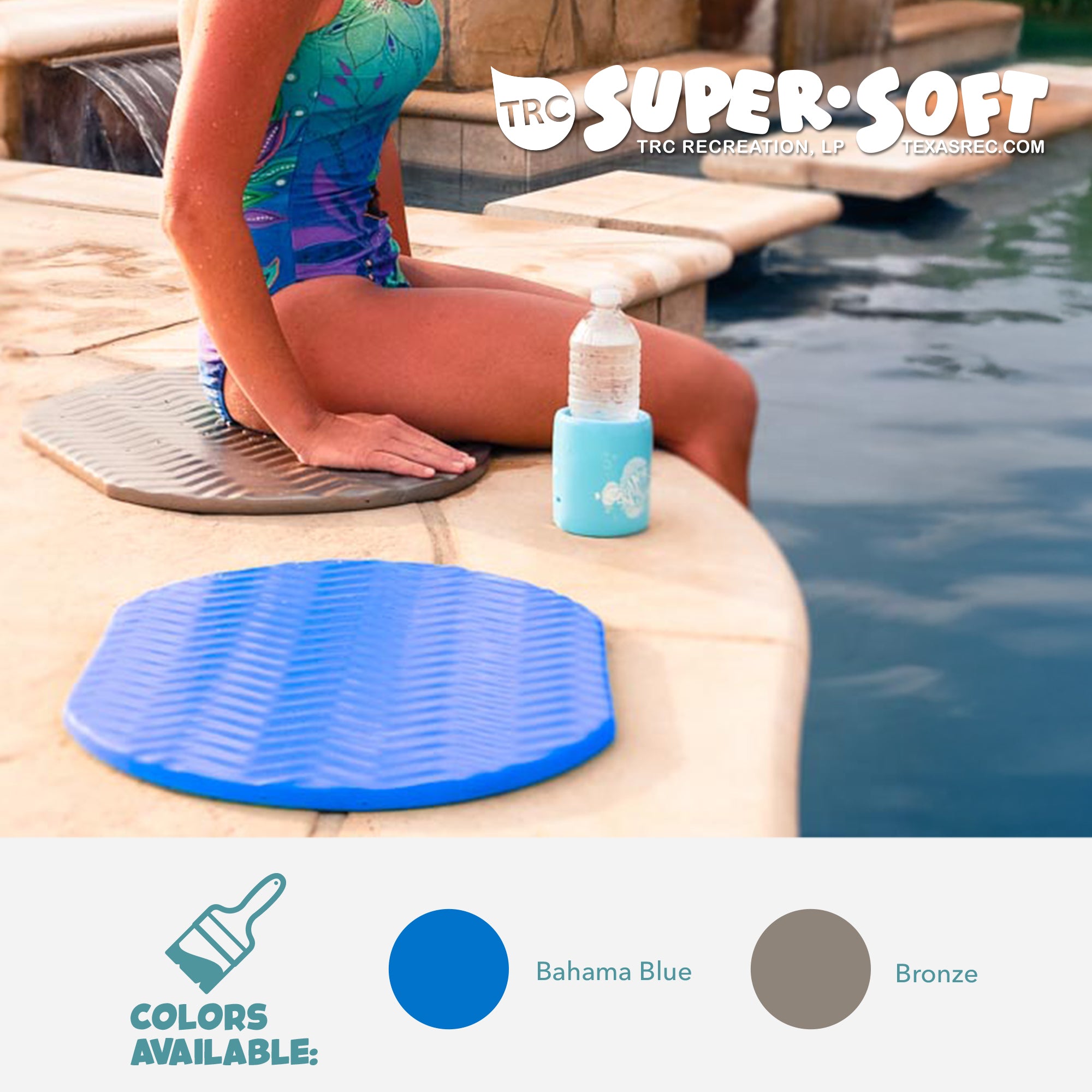 Texas Recreation Super Soft Oval Foam Poolside Cushion, Vinyl-Coated, Bronze