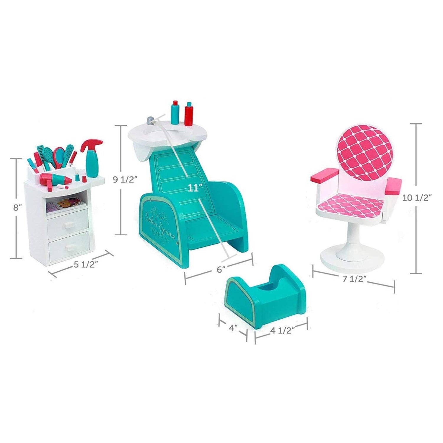 Playtime by Eimmie Wood Nail Salon Spa Playset for 18" Dolls (Open Box) - VMInnovations
