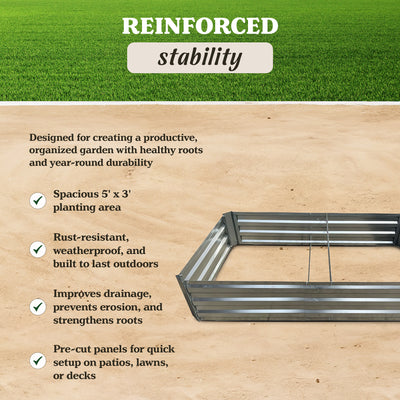 Yard Tuff Galvanized Steel Raised Garden Bed, Modern Outdoor Planter Box, Silver - VMInnovations