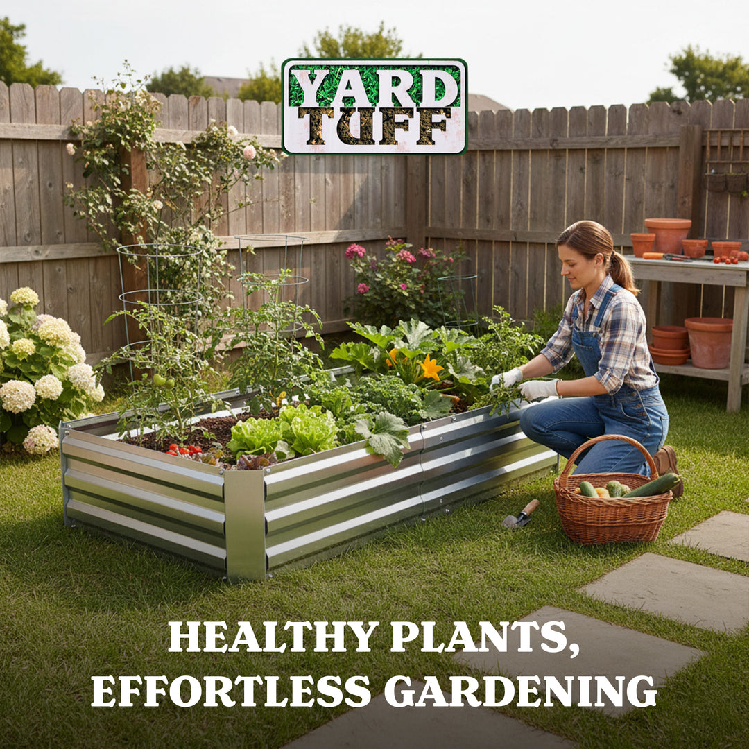 Yard Tuff Galvanized Steel Raised Garden Bed, Modern Outdoor Planter Box, Silver