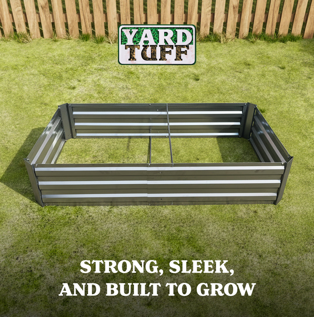Yard Tuff Galvanized Steel Raised Garden Bed, Modern Outdoor Planter Box, Silver