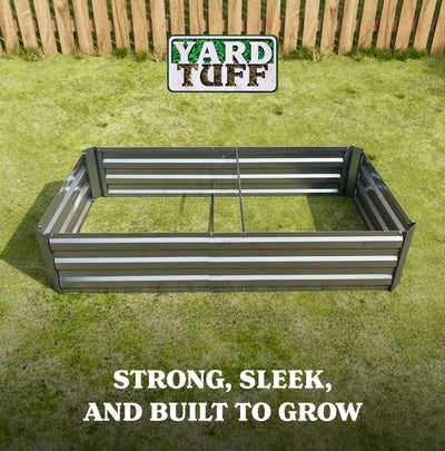 Yard Tuff Galvanized Steel Raised Garden Bed, Modern Outdoor Planter Box, Silver - VMInnovations