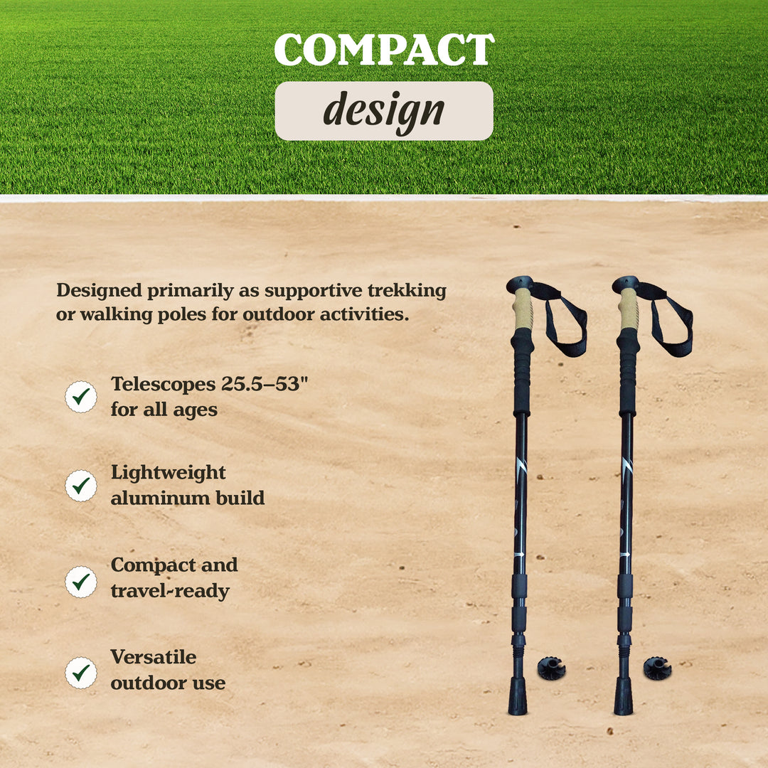 Yard Tuff Adjustable Hiking Poles, Lightweight Aluminum Walking Sticks, Set of 2