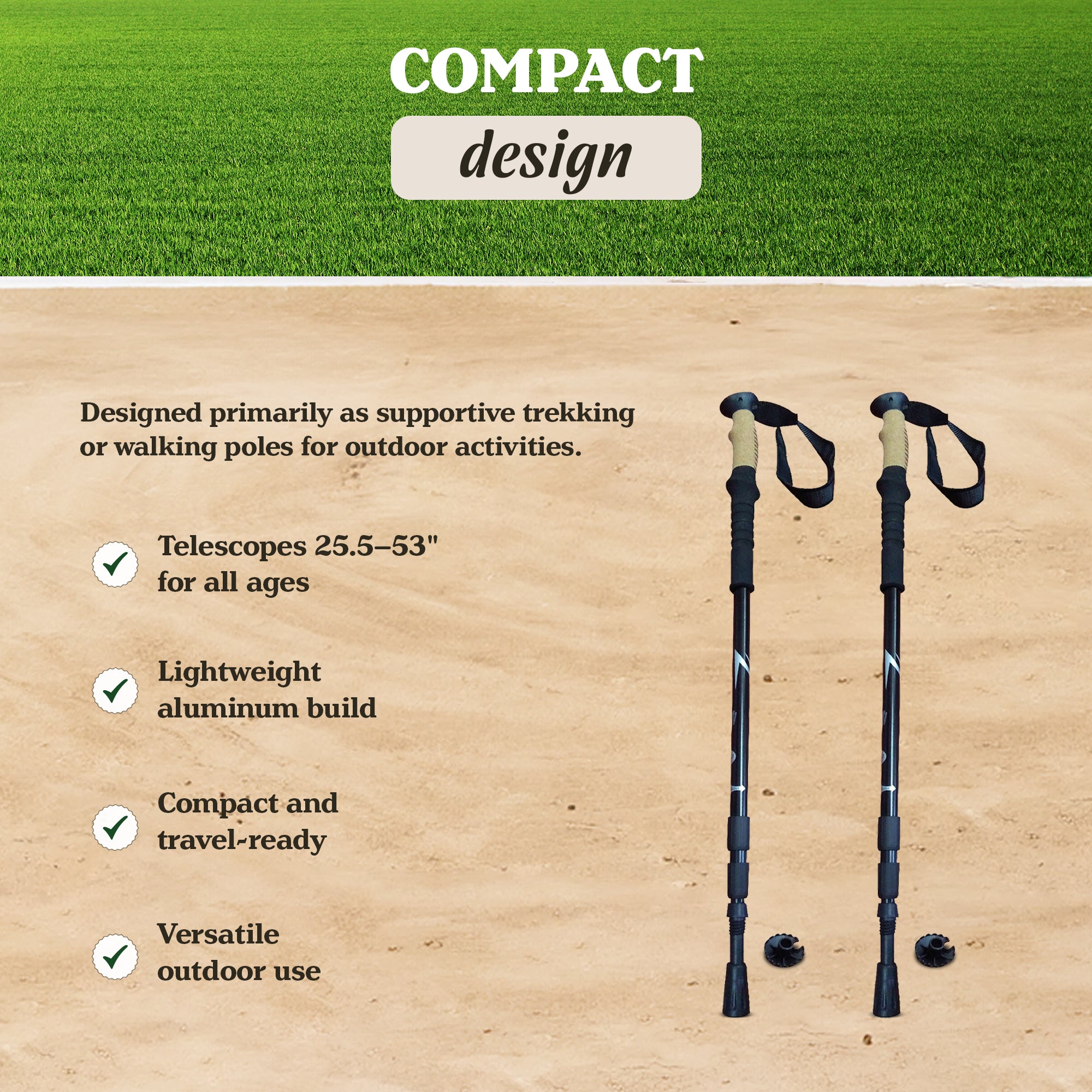 Yard Tuff Adjustable Hiking Poles, Lightweight Aluminum Walking Sticks(Open Box)