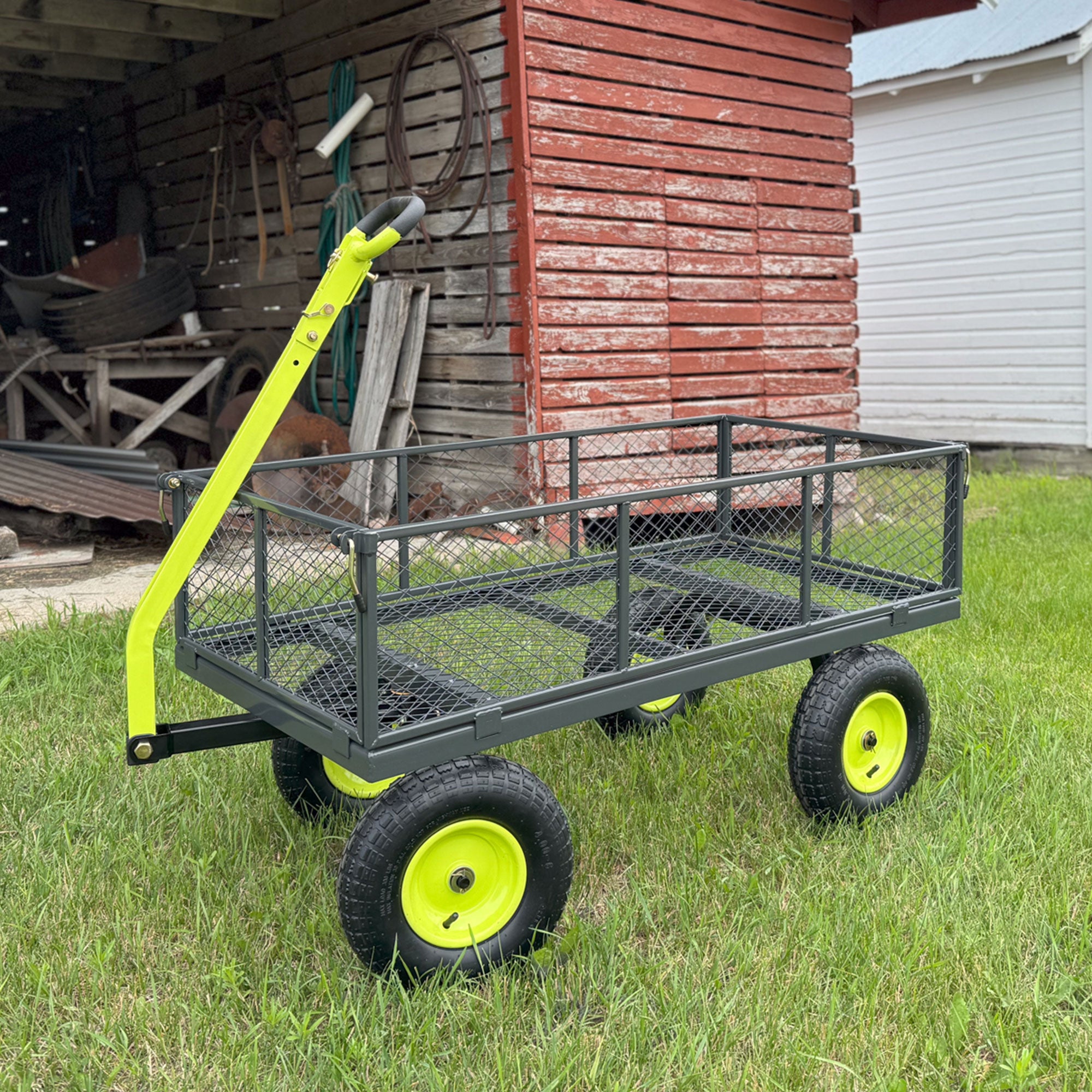 Yard Tuff 2-in-1 Gardening and Yard Wagon w/1000 lb Capacity, Grey (Open Box) - VMInnovations