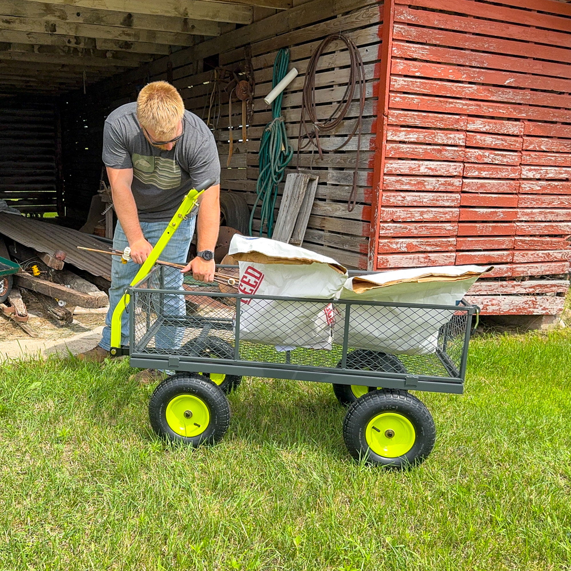 Yard Tuff 2-in-1 Gardening and Yard Wagon w/1000 lb Capacity, Grey (Open Box) - VMInnovations