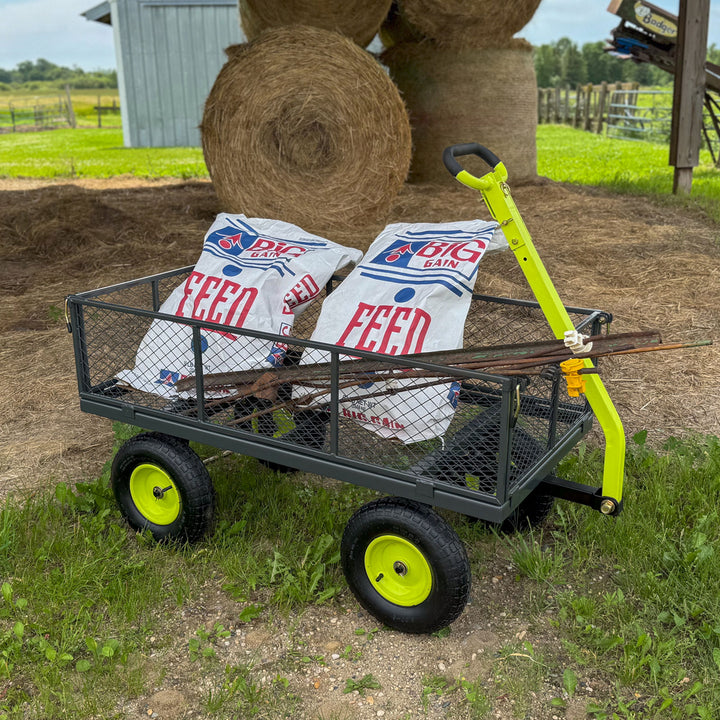 Yard Tuff 2-in-1 Jumbo Gardening and Yard Wagon with 1000 lb. Capacity, Grey