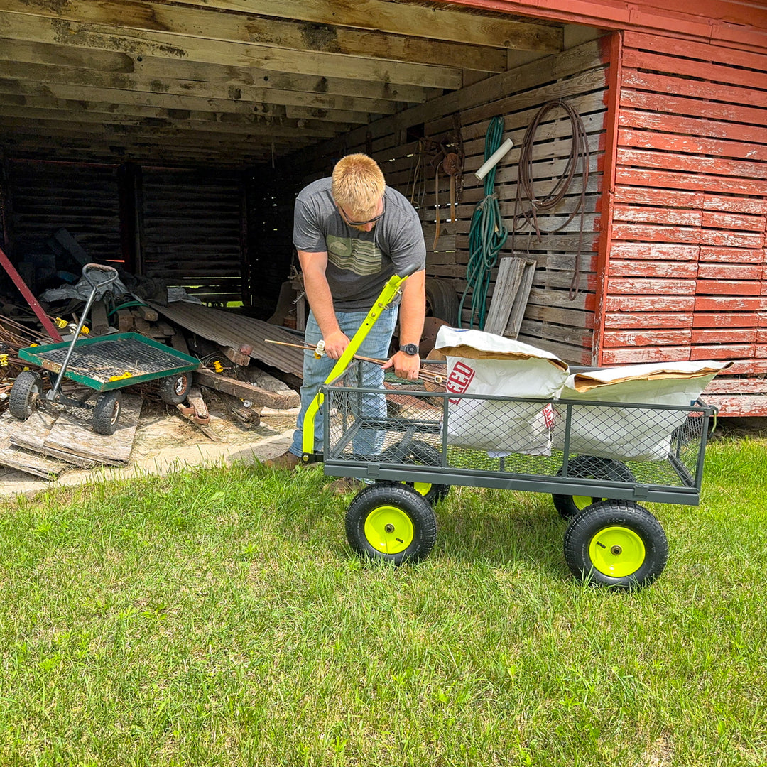 Yard Tuff 3-in-1 Dual Side Dump Wagon with Fold Down Sides and 1000 lb. Capacity