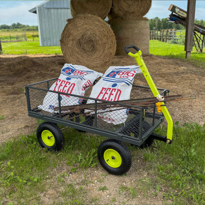 Yard Tuff 3-in-1 Dual Side Dump Wagon with Fold Down Sides and 1000 lb. Capacity