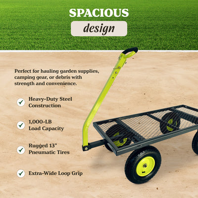 Yard Tuff 2-in-1 Jumbo Gardening and Yard Wagon with 1000 lb. Capacity, Grey - VMInnovations
