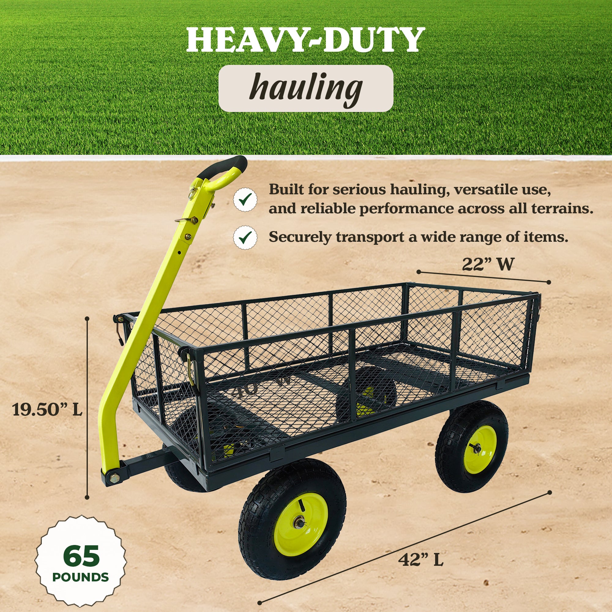 Yard Tuff 2-in-1 Jumbo Gardening and Yard Wagon with 1000 lb. Capacity, Grey (Used)