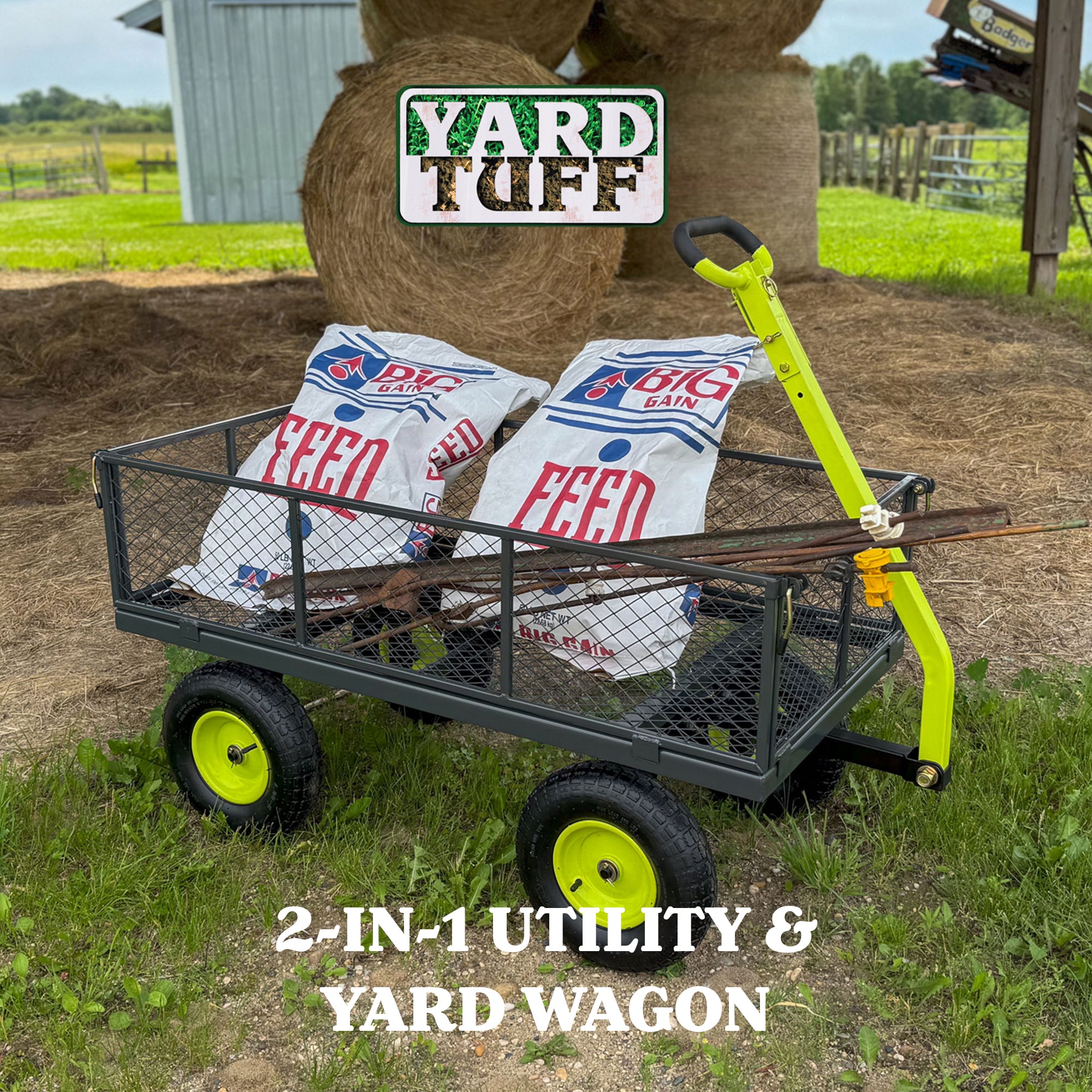 Yard Tuff 2-in-1 Jumbo Gardening and Yard Wagon with 1000 lb. Capacity, Grey (Used)
