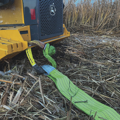 Field Tuff Heavy-Duty Tow Strap with Reinforced Loops, 7" Wide x 30' Long, Green - VMInnovations