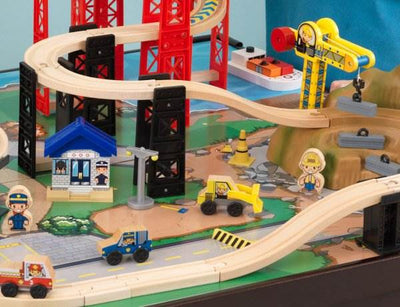 KidKraft New Metropolis Wooden Play Train Table & Set - USED