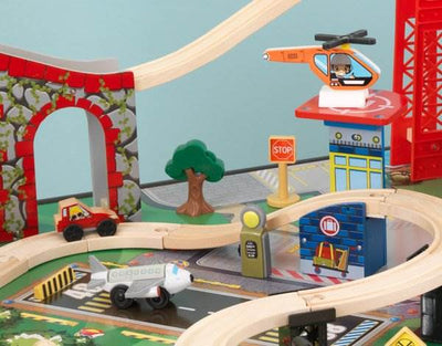 KidKraft New Metropolis Wooden Play Train Table & Set - Open Box