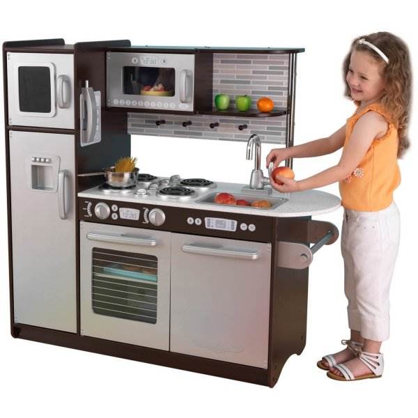 KidKraft Uptown Espresso Pretend Play Kids Wooden Kitchen | 53260 - Open Box