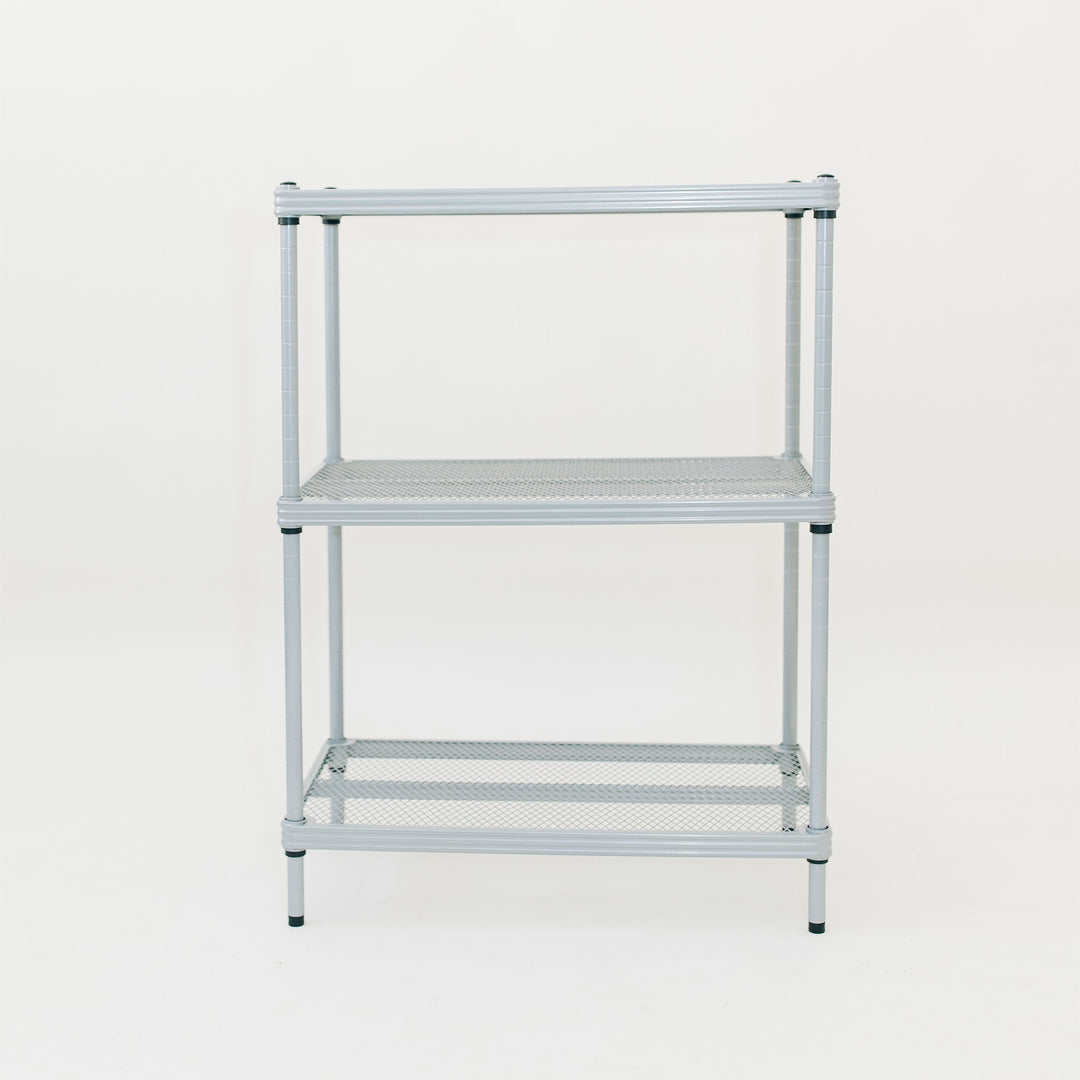 Design Ideas MeshWorks 3 Tier Full-Size Metal Storage Shelving Unit Rack, Silver