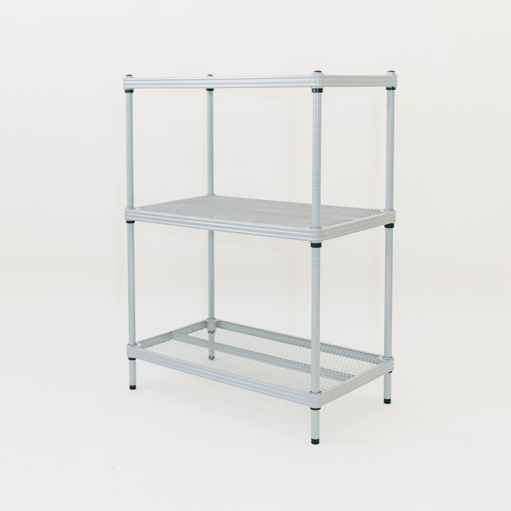 Design Ideas MeshWorks 3 Tier Full-Size Metal Storage Shelving Unit Rack, Silver