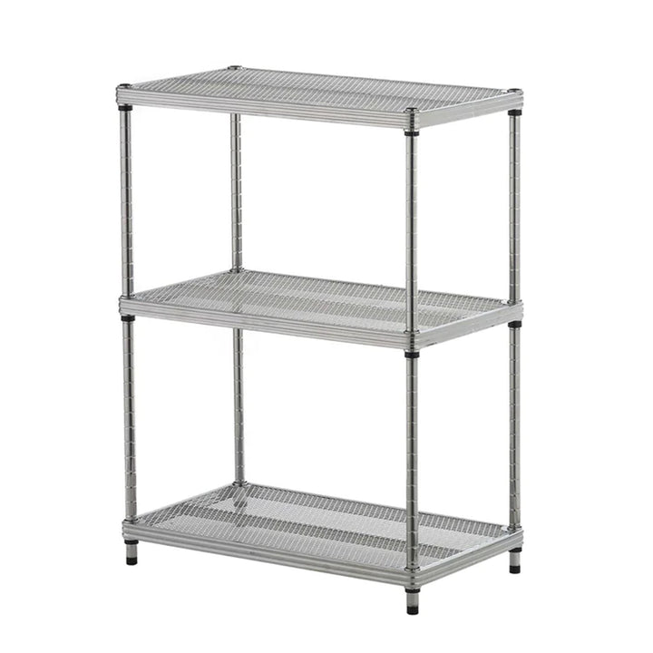 Design Ideas 3 Tier Full-Size Metal Storage Shelving Unit Rack, Silver(Open Box) - VMInnovations