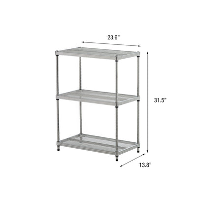 Design Ideas 3 Tier Full-Size Metal Storage Shelving Unit Rack, Silver(Open Box) - VMInnovations