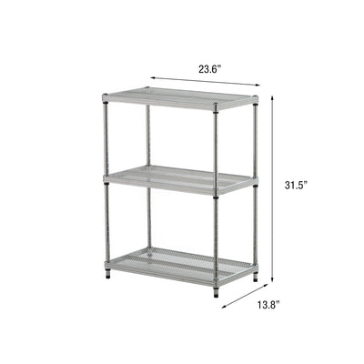 Design Ideas 3 Tier Full-Size Metal Storage Shelving Unit Rack, Silver(Open Box)