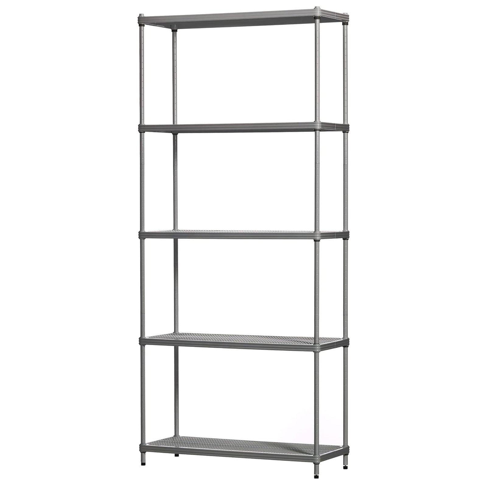 Design Ideas MeshWorks 5 Tier Metal Storage Shelving Unit Rack Bookshelf, Silver - VMInnovations