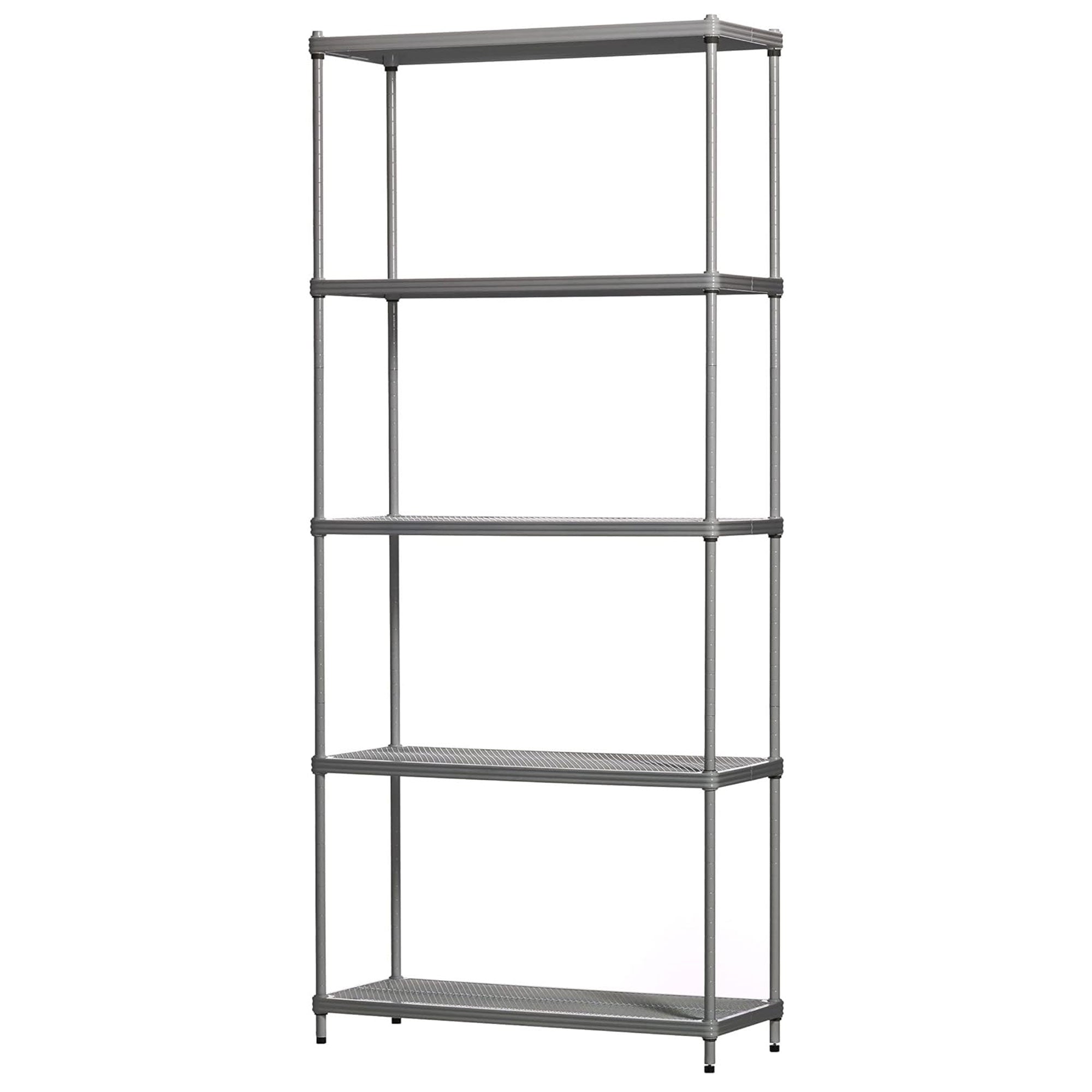 Design Ideas MeshWorks 5 Tier Metal Storage Shelving Unit Rack Bookshelf, Silver - VMInnovations