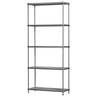 Design Ideas MeshWorks 5 Tier Metal Storage Shelving Unit Rack Bookshelf, Silver - VMInnovations