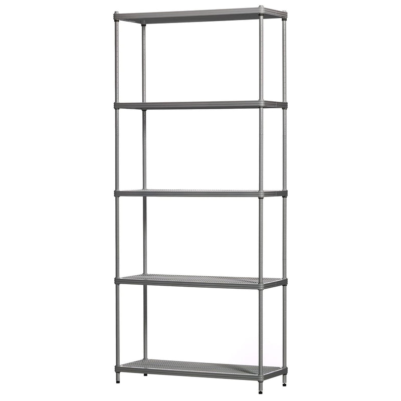 Design Ideas 5 Tier Metal Storage Shelving Unit Rack Bookshelf, Silver(Open Box)