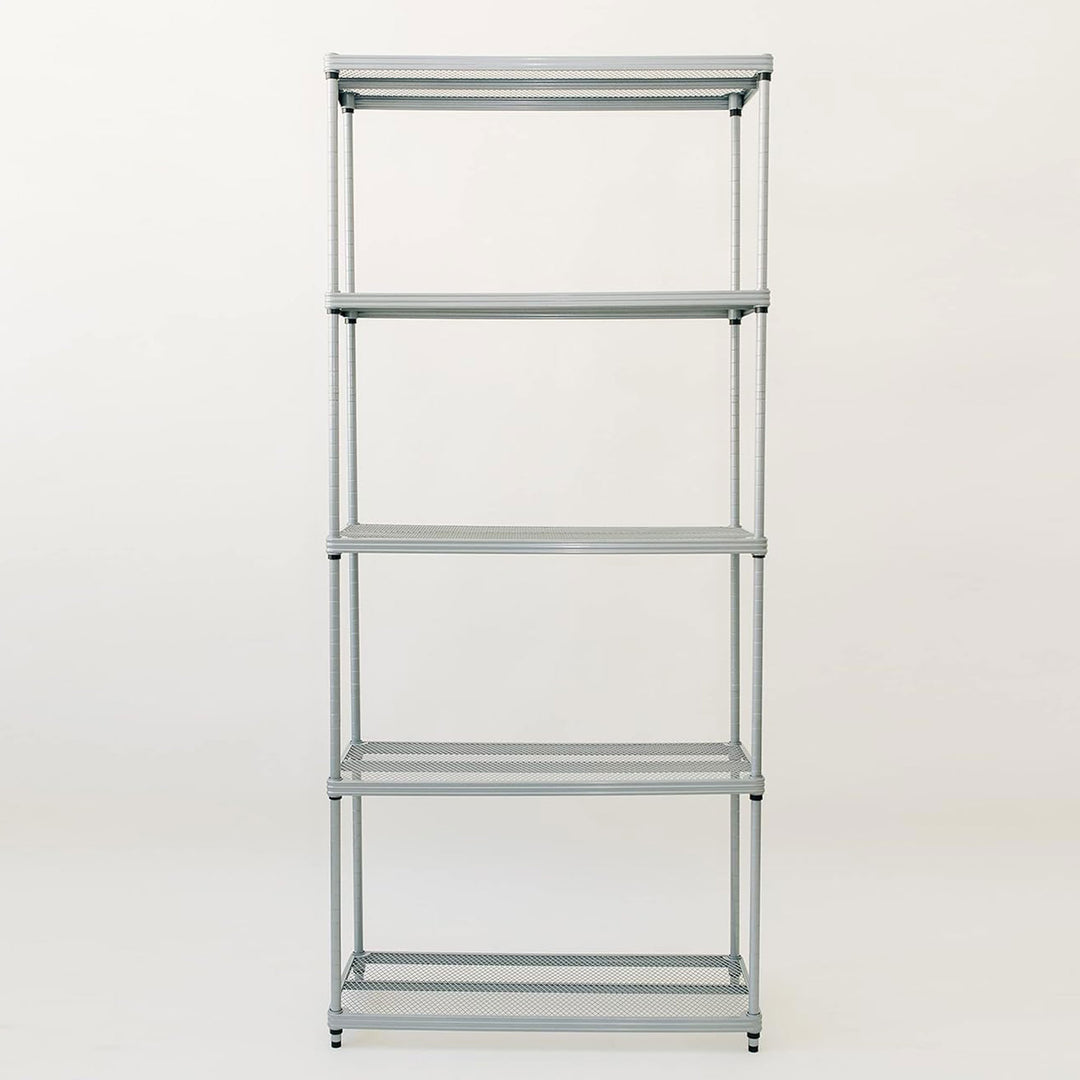 Design Ideas MeshWorks 5 Tier Metal Storage Shelving Unit Rack Bookshelf, Silver