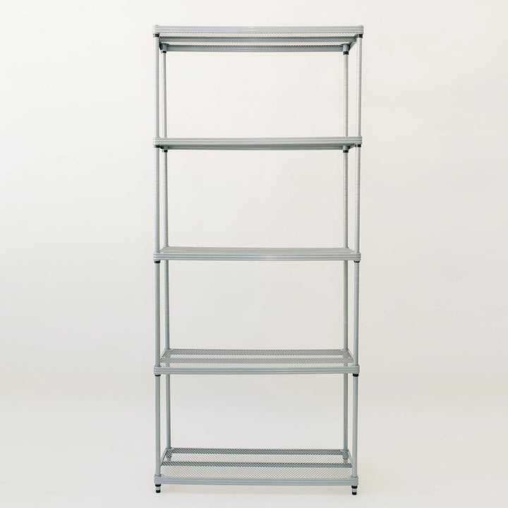 Design Ideas MeshWorks 5 Tier Metal Storage Shelving Unit Rack Bookshelf, Silver