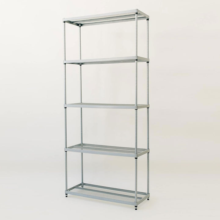 Design Ideas MeshWorks 5 Tier Metal Storage Shelving Unit Rack Bookshelf, Silver