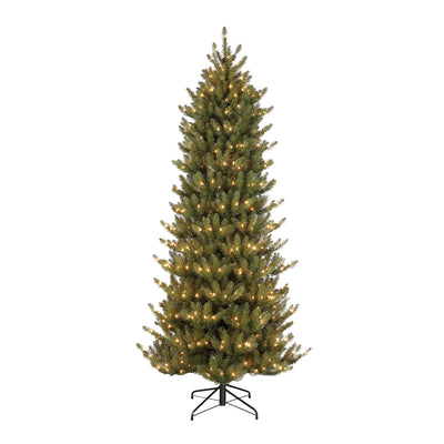 Puleo International 7.5 Foot Dans Mountain Fir Prelit Slim Christmas Tree
