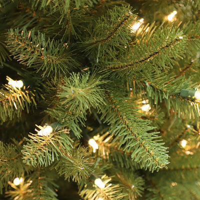 Puleo International 7.5 Foot Dans Mountain Fir Prelit Slim Christmas Tree