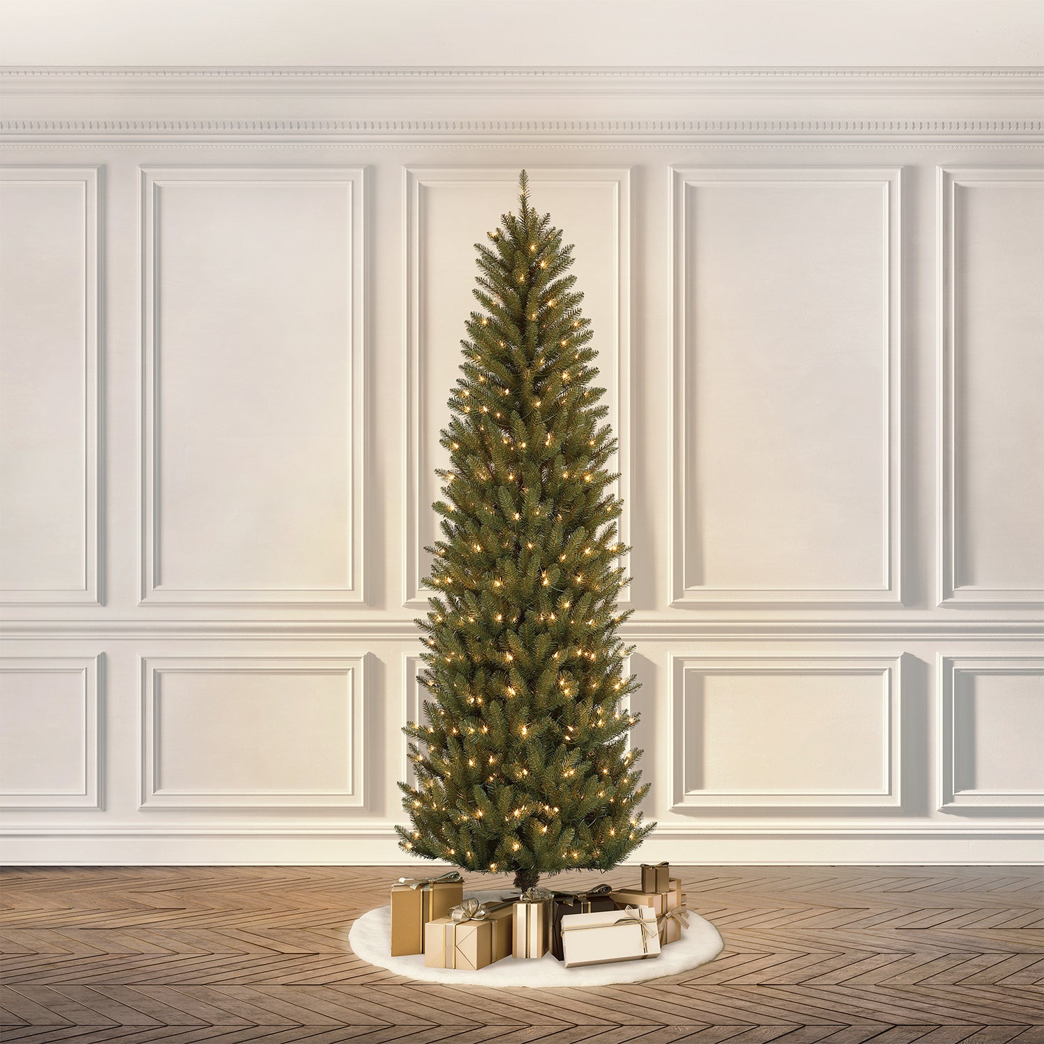 Puleo International 7.5 Foot Dans Mountain Fir Prelit Pencil Christmas Tree - VMInnovations